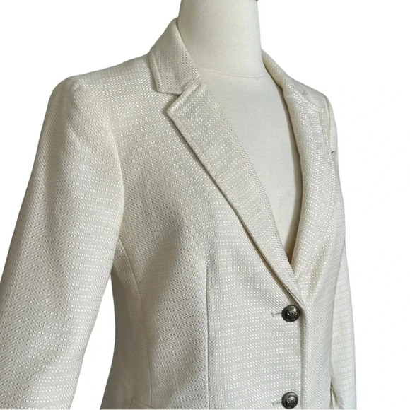 BANANA REPUBLIC Wool Blend Blazer Jacket Two Button Ivory Career Professional, 6 - Picture 4 of 16